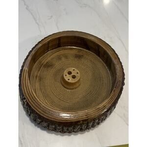 Vintage Wood Rustic Natural Bark Nut Bowl Mid Century 60s Turned Bowl 8.5”
